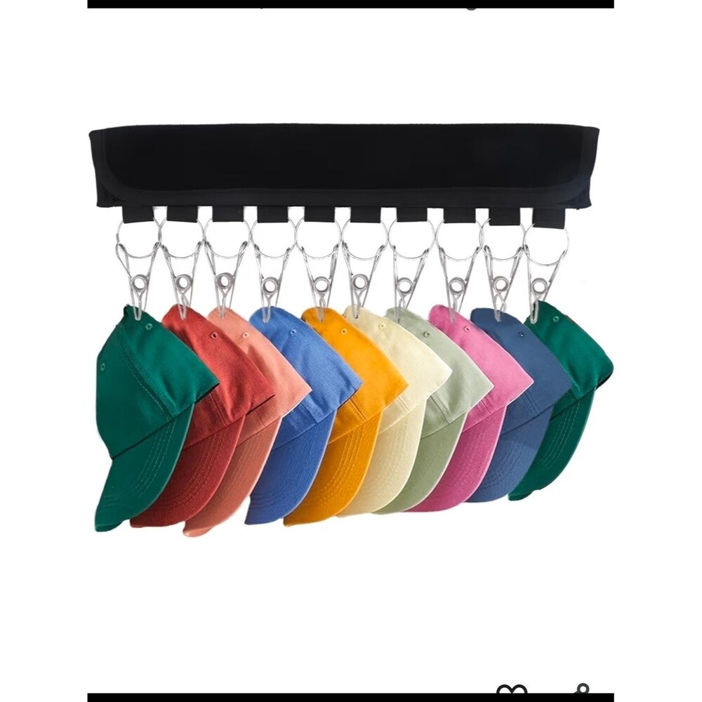 10-Clip Baseball Cap Organizer with Hanger